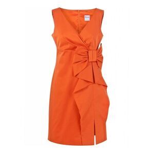 RED VALENTINO ORANGE SLEEVELESS BOW DRESS 4
